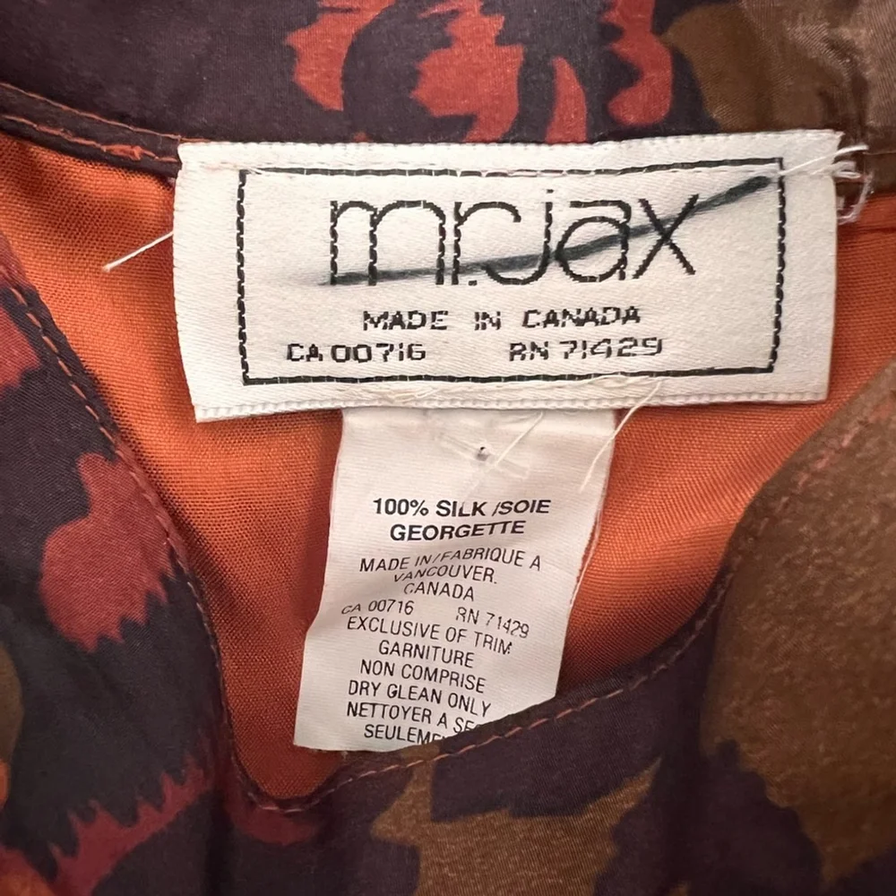Vintage Silk A-Line Maxi Skirt Fall Flower Print Size L - Picture 7 of 8